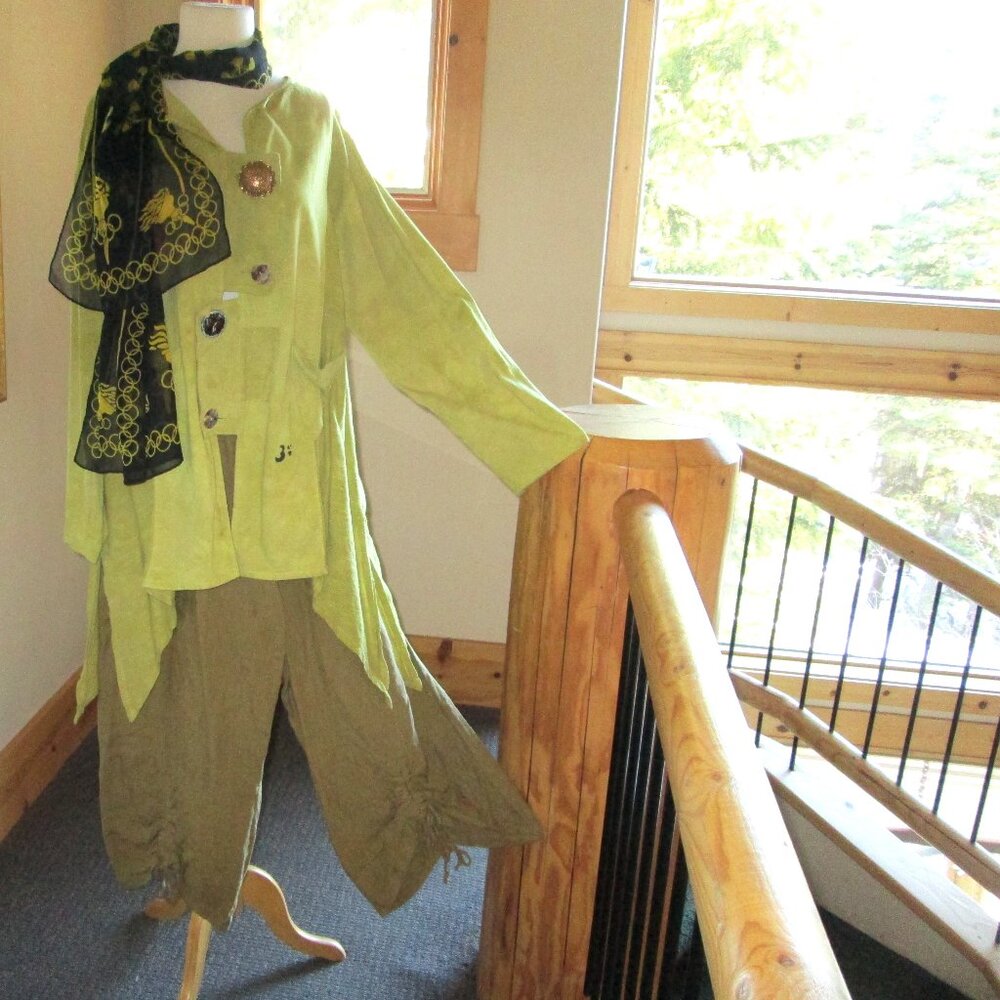Steel Pony Asymmetrical Tunic Top w/ Wide-Leg Bryn Walker Pants & Olympic Scarf - Picture 2 of 9